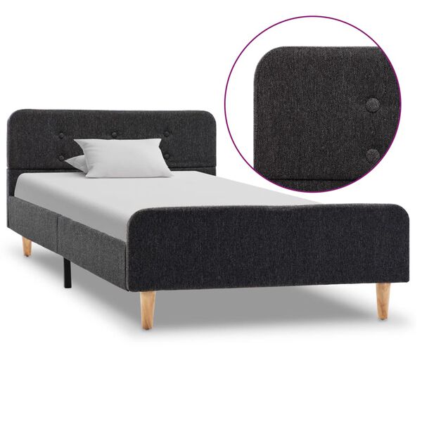 vidaXL Bettgestell Dunkelgrau Sackleinen 90x200 cm