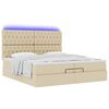 vidaXL Ottoman-Bett mit Matratzen & LEDs Creme 200x200 cm Stoff