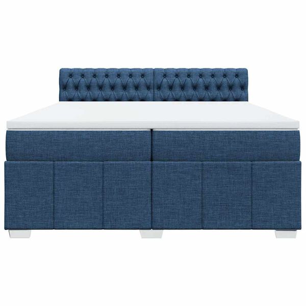 vidaXL Boxspringbett mit Matratze Blau 200x200 cm Stoff