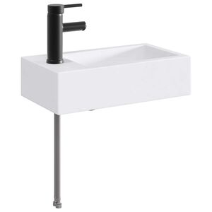 vidaXL Waschbecken mit Wasserhahn und Abfluss Matt Schwarz
