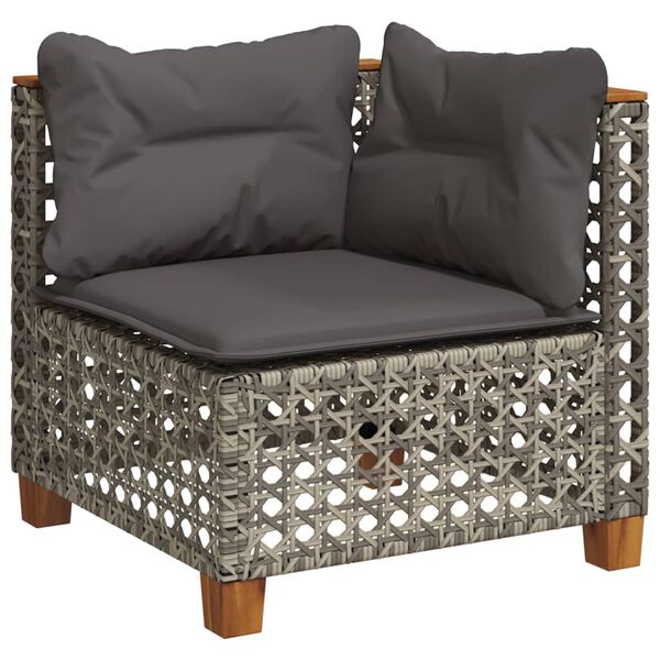 vidaXL 4-tlg. Garten-Sofagarnitur mit Kissen Grau Poly Rattan
