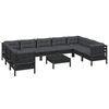 vidaXL 10-tlg. Garten-Lounge-Set mit Kissen Schwarz Kiefernholz