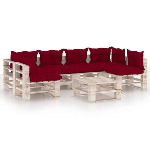 vidaXL 7-tlg. Garten-Lounge-Set aus Paletten mit Kissen Kiefernholz