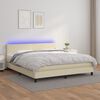 vidaXL Boxspringbett mit Matratze & LED Creme 160x200 cm Kunstleder