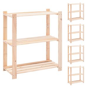 vidaXL Lagerregale 3 B&ouml;den 5 Stk. 80x38x90cm Massivholz Kiefer 150kg