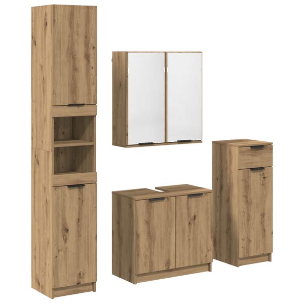 vidaXL Badezimmerm&ouml;bel-Set mit Regal 4 pcs Artisan-Eiche Holzwerkstoff