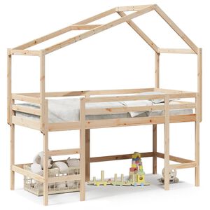 vidaXL Hochbett mit Leiter und Dach 80x200 cm Massivholz Kiefer