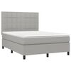 vidaXL Boxspringbett mit Matratze & LED Hellgrau 140x190 cm Stoff