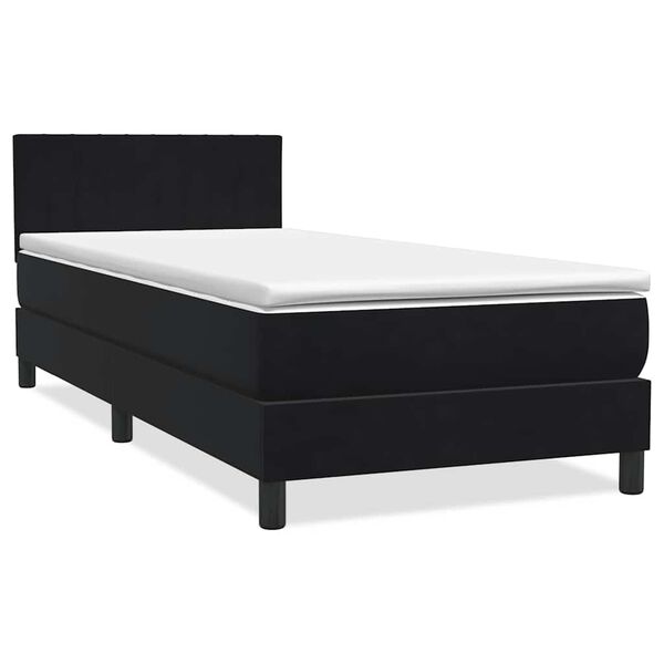 vidaXL Boxspringbett mit Matratze & LED Schwarz 80x220 cm Samt