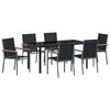vidaXL Garten Essgruppe 7 pcs Schwarz Pulverbeschichteter Stahl