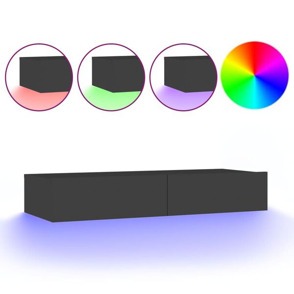 vidaXL TV-Schrank mit LED-Leuchten Grau 90x35x15,5 cm