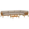 vidaXL Sofa Set mit Kissen Uni 5 pcs Taupe Massivholz Akazie