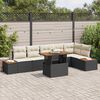 vidaXL Garten-Sofa-Set mit Speicher 7 pcs Schwarz Poly Rattan