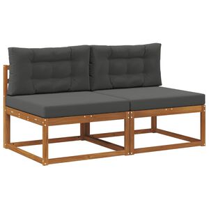 vidaXL Outdoor Mittelsofa mit Kissen 2 St&uuml;ck Natur