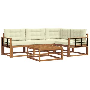 vidaXL Outdoor-Sofagarnitur mit Kissen 5 pcs Natur und Creme