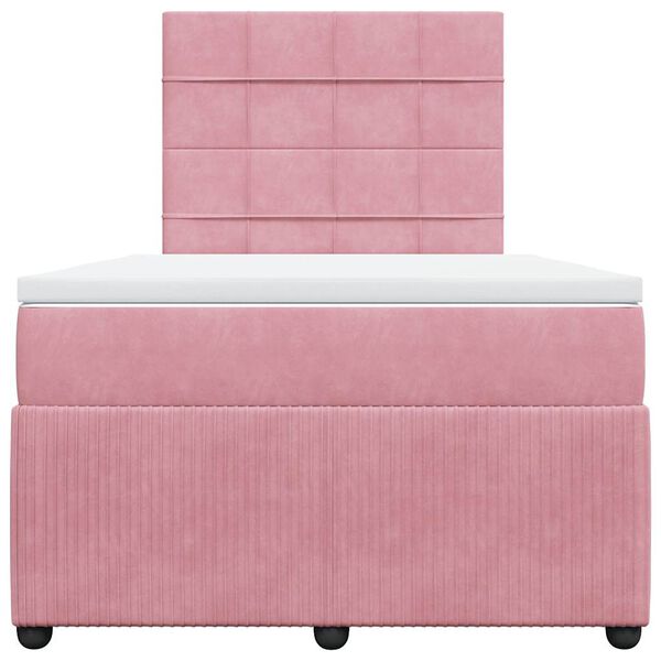 vidaXL Boxspringbett mit Matratze Rosa 120x190 cm Samt