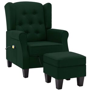 vidaXL Massagesessel mit Hocker Dunkelgr&uuml;n Stoff
