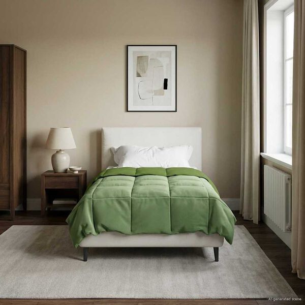 vidaXL Ganzjahresbettdecke Gepolstert Gr&uuml;n 155 x 220 cm Mikrofaser