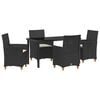 vidaXL Garten Essgruppe 5 stk. Schwarz Poly-Rattan