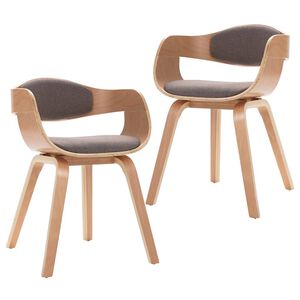 vidaXL Esszimmerst&uuml;hle 2 Stk. Bugholz und Taupe Stoff