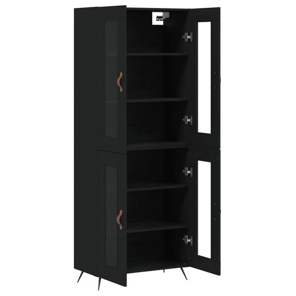 vidaXL Highboard Schwarz 69,5x34x180 cm Holzwerkstoff