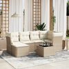 vidaXL 6-tlg. Garten-Sofagarnitur mit Kissen Beige Poly Rattan