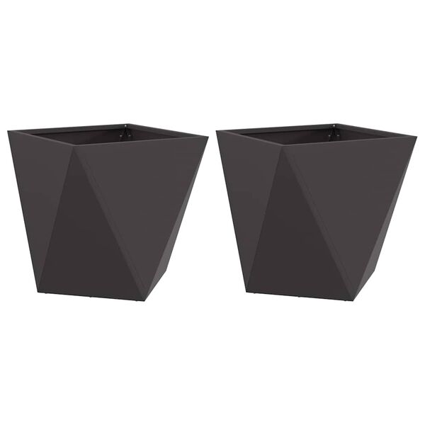 vidaXL Pflanzkübel 2 pcs Schwarz 40 x 40 x 40 cm Stahl