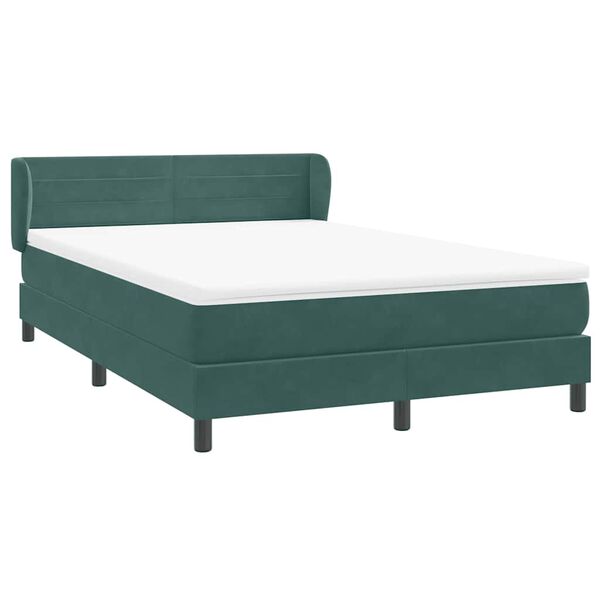 vidaXL Boxspringbett mit Matratze Dunkelgr&uuml;n 160x220 cm Samt