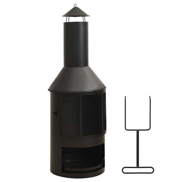 vidaXL Gartenofen mit Rost und Sch&uuml;rhaken 47x47x135,7 cm Stahl