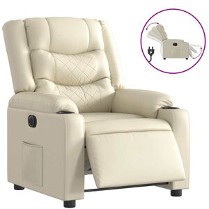 vidaXL Relaxsessel Elektrisch Creme Kunstleder
