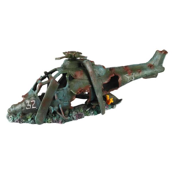 Aqua d'ella Aquarium-Dekoration Hubschrauber 74,5x22,5x25cm Polyresin