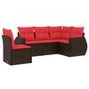 vidaXL 5-teiliges Gartensofa-Set mit Kissen, braun, Polyrattan