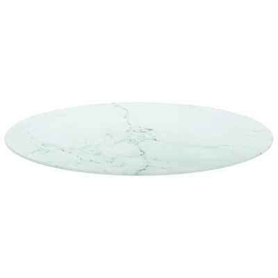 vidaXL Tischplatte Weiß Ø80x1 cm Hartglas in Marmoroptik