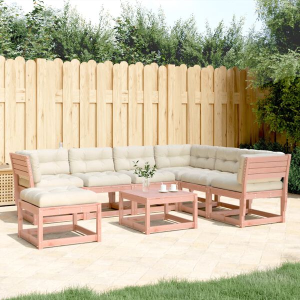 vidaXL 7-tlg. Garten-Lounge-Set mit Kissen Massivholz Douglasie