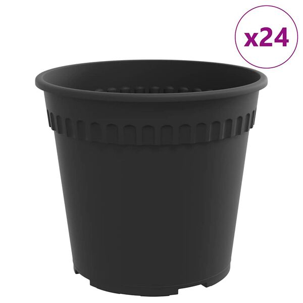 vidaXL Runder Blumentopf 24 pcs Schwarz &Oslash; 17 x 14 cm Kunststoff