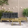 vidaXL Gartensofa mit Kissen und Hocker 2-Sitzer