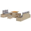 vidaXL Gartensofa-set 8 stk. 7-Sitzanzahl Beige Poly Rattan