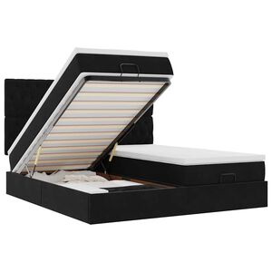 vidaXL Ottoman-Bett mit Matratzen Schwarz 180x200 cm Samt