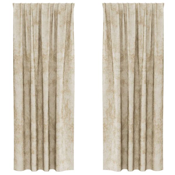 vidaXL Samtvorh&auml;nge mit Vorh&auml;ngen 2 pcs Creme 245 x 140 cm Samt