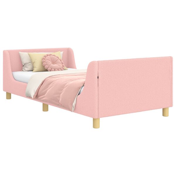 vidaXL Kinderbettgestell mit Kopfteil Rosa 90 x 190 cm Schafstoff