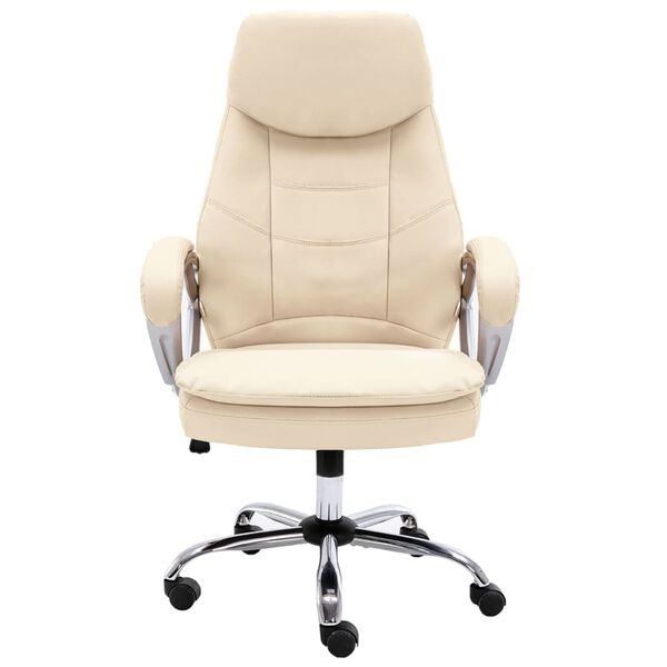 vidaXL B&uuml;rostuhl Creme Echtleder