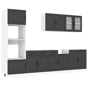 vidaXL 7-tlg. K&uuml;chenschrank-Set Kalmar Schwarz Holzwerkstoff
