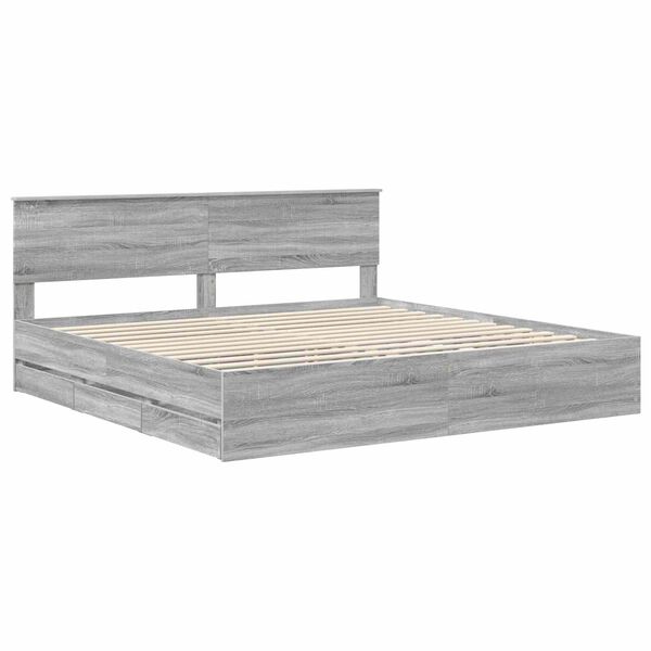 vidaXL Bettrahmen Graues Sonoma 200 x 200 cm Ingenieurs Holz