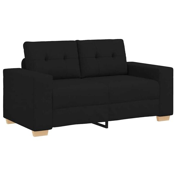 vidaXL 2-teiliges Sofa-Set mit Kissen, schwarzer Stoff