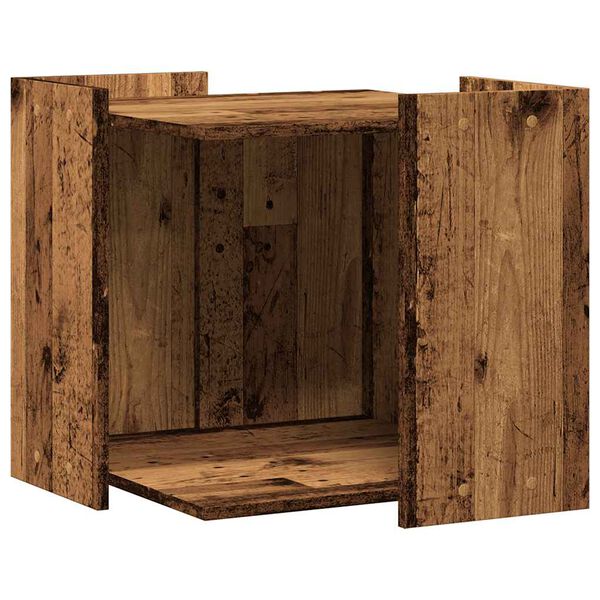 vidaXL Katzenklo Altholz-Optik 53x53x51 cm Holzwerkstoff