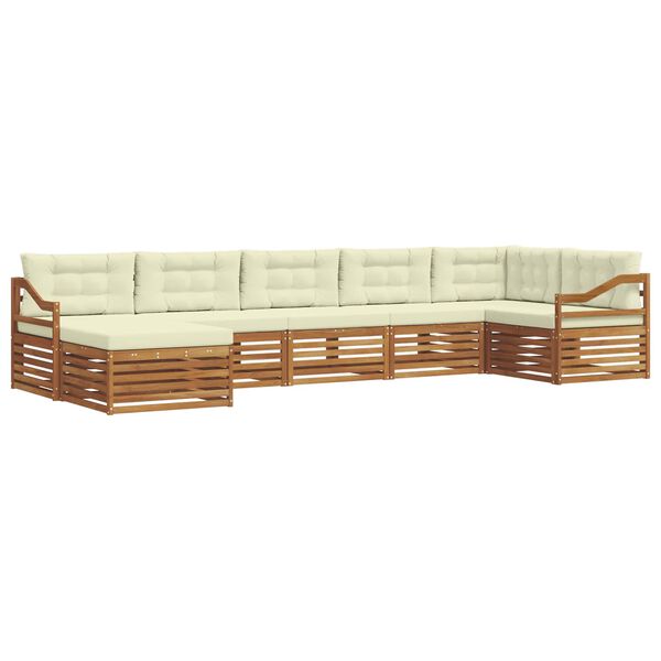 vidaXL Sofagarnituren 7 pcs Natur und Creme Massivholz Akazie