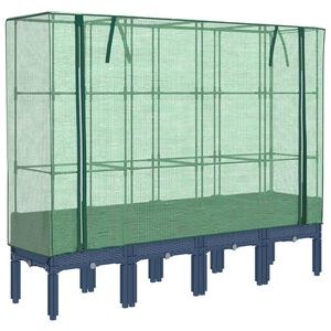 vidaXL Hochbeet mit Gew&auml;chshaus-Aufsatz Rattan-Optik 160x40x140 cm
