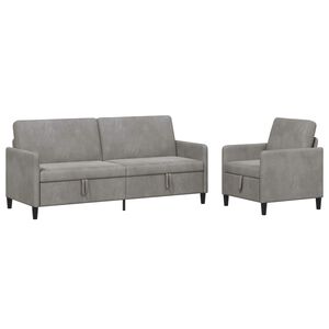 vidaXL Sofa Set mit Stauraum 2 stk. Hellgrau Polyester