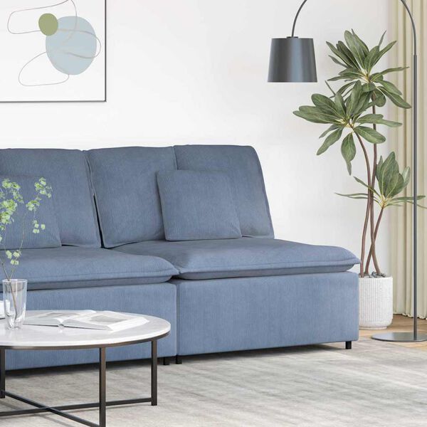 vidaXL Modulares Sofa Mittelmodul mit Kissen Blau 100 cm