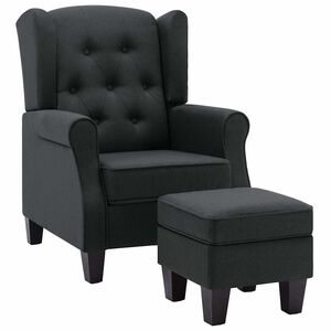 vidaXL Sessel mit Fu&szlig;hocker Dunkelgrau Stoff